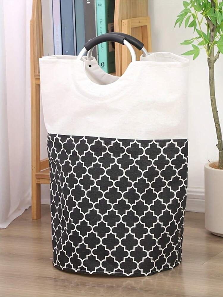 Foldable Large Capacity Aluminum Handle Home Storage Basket For Versatile Organization In Living Room And Bedroom, Ideal Toy Storage, Dirty Clothes Storage, Laundry Room Organizer, Corridor Closet Tote, Lightweight Durable Carrier With Sturdy Aluminum Handle, Easy Fold Down For Small Spaces, Space Saving Household Bin, Multi Purpose Bin For Home And Dorm Living Spaces, Practical Storage Solution For Clutter Control And Quick Access Organization - Black - View 8