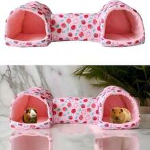 1个舒适宠物躲藏处，适合玩耍和睡觉 - 小型动物角落隧道床，豚鼠屋，易于组装的雪貂躲藏处，适合豚鼠、仓鼠和其他小型宠物