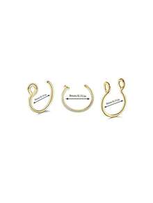 3Pcs Stainless Steel Fake Nose Ring For Women Gold/Silver/Black Septal Ring C Clip Ring For Unisex, Fake Piercing Body Jewelry Non Piercing