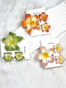 مشبك شعر 1 قطعة مزين بزهرة الفرانجيباني متعددة الألوان، مناسب للرحلات البحرية، الإطلالات اليومية، هدايا إكسسوارات الشعر، مشابك شعر أنيقة، أغراض المدرسة والجامعة، إكسسوارات الخريف والشتاء للإطلالات في العطلات للمرأة