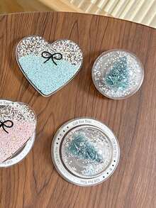 1 Sequined Glitter Christmas Tree Magnetic Suction/Adhesive Telescopic Sliding Phone Stand, Christmas Phone Stand, A Great Choice For Gifting Compatible With IPhone, Android Phone, Gift For Birthday, Family, Friends Push-Pull Phone Grip Phone Holder Phone Accessories