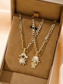 1 Piece Of Exquisite And Elegant Shiny Skirt Girl @ Hip Hop Hat Girl Copper Pendant Copper Inlaid Zirconia Necklace, Suitable For Giving To Girls/Boys/Family/Friends/Versatile/Light Luxury/Party/Banquet/Festival/Christmas/Thanksgiving/Halloween/Gift