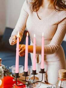 4pcs/Box Smokeless Scented Candles, Long-Lasting Candles For Home, Birthday, Party, Wedding, Romantic Dinner, Various Colors, Classic Red & White Candles For DIY, Emergency Lighting