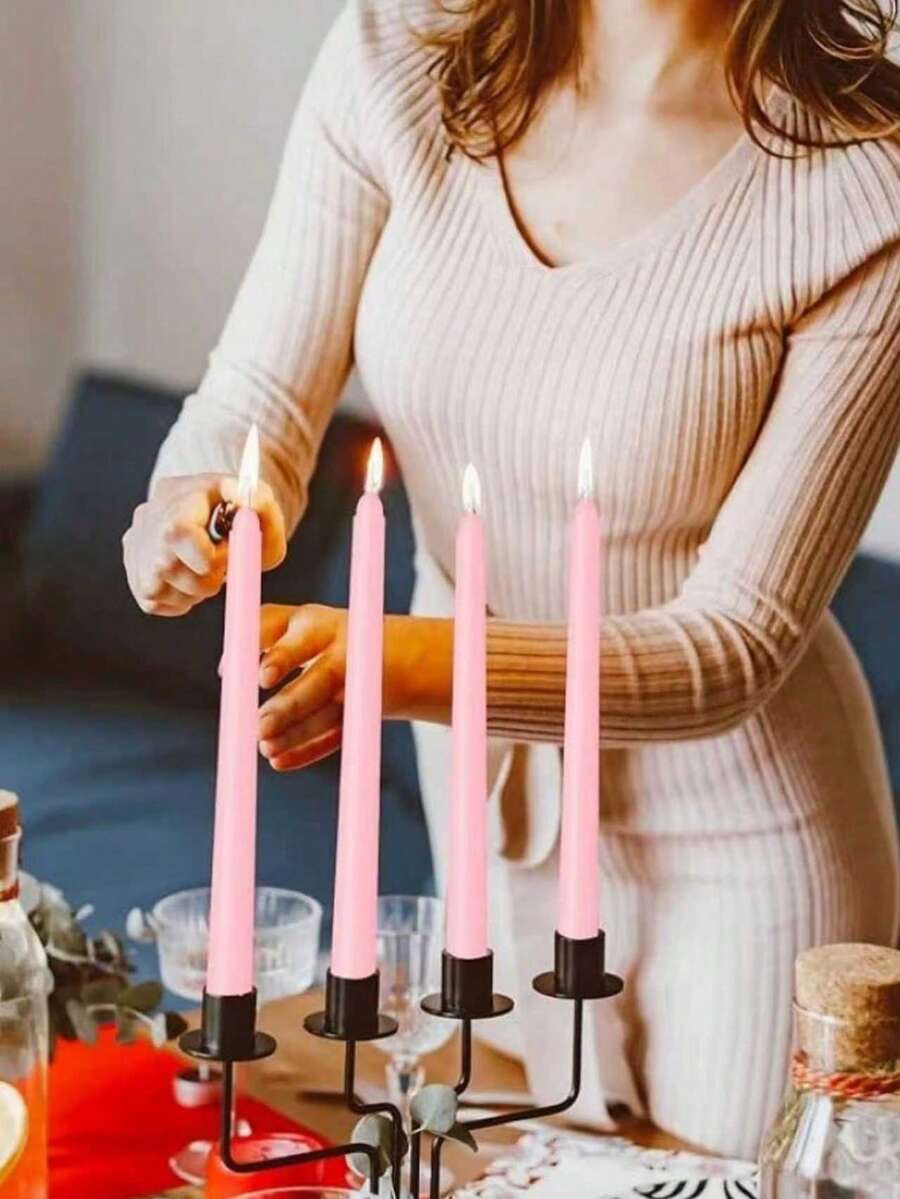 4pcs/Box Smokeless Scented Candles, Long-Lasting Candles For Home, Birthday, Party, Wedding, Romantic Dinner, Various Colors, Classic Red & White Candles For DIY, Emergency Lighting