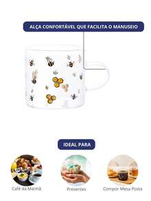 Caneca Abelha em Vidro Borossilicato 125ml Para altas Temperaturas - Abelinha - Visão 4