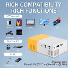 HUASHIJIE 2025 New Ultra-Clear Projector Home Bedroom Ultra-High-Definition Projection Wall High-Definition Small Home Theater Computer Smart Phone High-Definition Connection Fitness Office Outdoor Camping Room Online Class Living Room Dormitory Student Mini 4K Projector - EU C Type Plug(220-240V) - View 5