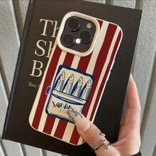 1个复古沙丁鱼罐头条纹图案TPU手机壳，兼容/兼容其他手机 - 白色 - 查看 1