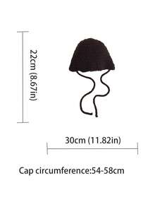 1 pièce Bonnet tricoté à la main en couleur unie, motif gaufré, chapeau d'oreille chaud avec attache, chapeau de ski polyvalent minimaliste pour femmes, élégant bonnet tricoté pour l'hiver - Multicolore - Voir 4