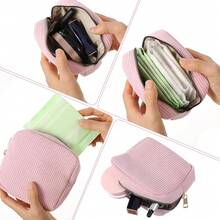 Menstrual Bags For Teen Girls, Corduroy Sanitary Napkin Storage Bag Mini Makeup Pouch Portable Period Pouch With Zipper Sanitary Pads Bag Tampons Holder For Purse First Period Women