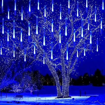 192颗LED流星雨串灯，USB供电，节日灯饰，户外灯饰，花园庭院灯饰，圣诞婚礼装饰灯饰，室内灯饰，8根灯管