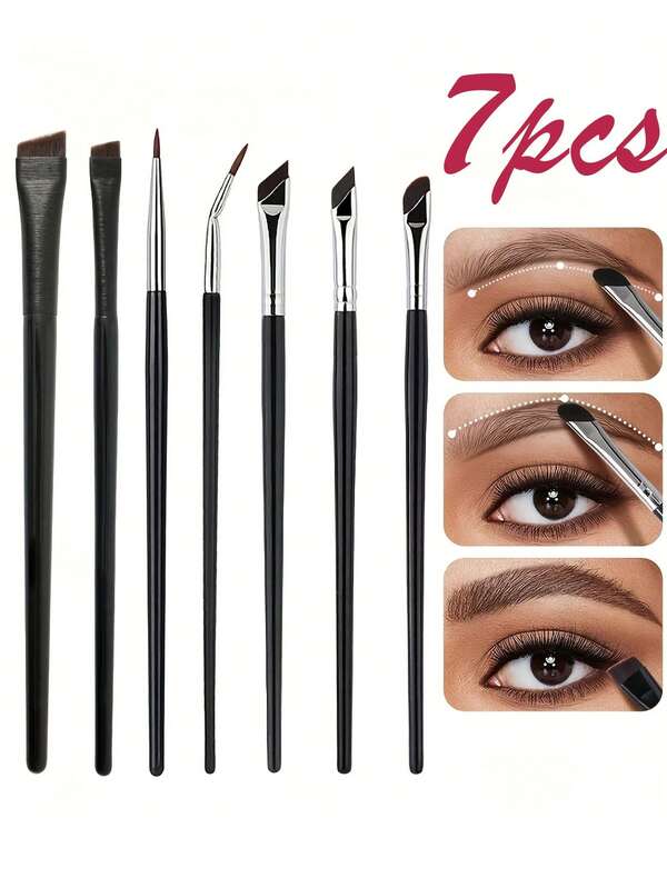 7 Precision Detail Makeup Brush, Eyeliner And Eyebrow Brush Set, Fragrance-Free, Manual, Battery-Free, Equipped With Ultra-Thin Eyebrow And Lower Eyelid Brushes, For Detailed Eye Makeup Applications, Suitable For Halloween And Christmas Gifts