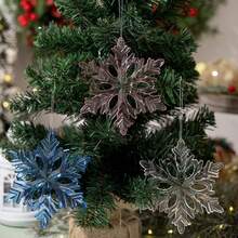 亚克力雪花挂饰 3 种款式水晶透明塑料圣诞树吊坠适用于圣诞节冬季雪景主题 DIY 装饰、新年派对、节日装饰、家居装饰