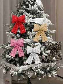 1Piece Oversized Christmas Sequin Bow, Suitable For Decorating The Staircase Railings Of Your Home Or The Christmas Tree, Adding More Joyous Atmosphere To Your Christmas Celebration Home Decor Christmas Decorations Room Decor Winter