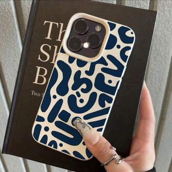1pc TPU Material Blue Minimalist Striped Pattern Phone Case Suitable For IPhone/ Phones
