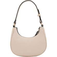 FashionPuzzle Small Crescent Shoulder Bag Underarm Purse - Nude/Nude - View 5