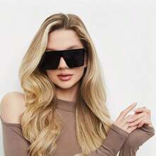 1 Pair Of Large Frame Glasses - Black Modern Minimalist Style, Includes Glasses Case And Cleaning Cloth - Unisex Fashion Glasses - Perfect Gift For Birthdays, Anniversaries, Formal/Casual Occasions - Luxurious Accessories, Durable Design, Item, High-Quality Lenses, Essential For Fashion Enthusiasts - 黑色 - 查看 3