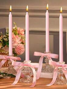 4pcs/Box Smokeless Scented Candles, Long-Lasting Candles For Home, Birthday, Party, Wedding, Romantic Dinner, Various Colors, Classic Red & White Candles For DIY, Emergency Lighting