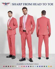 Traje de 2 piezas para hombre Hihawk, conjunto de pantalones sólidos de 2 botones, FGLB Navidad - Rosa - Ver 9