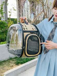 1pc Footprint Space Transparent Cat Backpack, Breathable Portable Pet Bag, Foldable Shoulder Cat Bag Cat Carrier Cat Bag