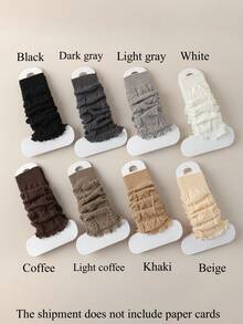 1 Đôi tất chân màu trơn hình xoắn bột chiên, tất chân giữ ấm mùa đông. Đai bảo vệ chân Y2K, ấm áp - trắng - Xem 12