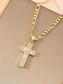 1 Piece Of Exquisite And Elegant Shining Large And Small Cross Copper Pendant Copper Inlaid Zirconia Necklace, Suitable For Giving To Girls/Boys/Family/Friends/Versatile/Light Luxury/Party/Banquet/Festival/Christmas/Thanksgiving/Halloween/Gift