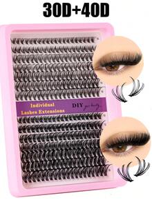 300/280/240/200PCS Individual Lash Clusters Large Capacity 30D/40D/60D/80D/100D D Curl 8-16mm DIY Lash Clusters Natural Look&Extra Thick&Wispy&Ultra Soft&Super Light Reusable Individual Segmented False Eyelashes Eyelash Extension Kit Suitable For Travel, Daily Wear For Beginners, Weddings, Dates, Parties, Festivals, Very Suitable For Christmas/Halloween/Gift Eyelash Bundles