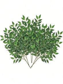 5pcs Greenery Stems Artificial Plastic Green Leaf Garland Vines Hanging Spray For DIY Wedding Arch Bouquet Filler Table Centerpieces Home Decor Valentine's Day, Valentines Wedding, Birthday, Room Decor, Wall Decor, Home Decor Living Room, Bedroom,Party - Green - View 3