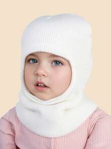 1 pièce Bonnet tricoté de couleur unie pour enfants, polyvalent, chaud et épais pour l'automne/l'hiver, convient pour un port quotidien