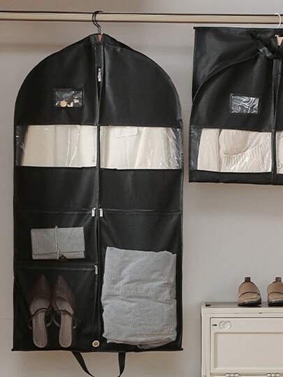 1pc Household Clothing Dust Cover, Thickened Non-Woven Down Jacket, Dress Storage Bag. Wardrobe Hanging Dress Dust Bag. Clothing Cabinet Storage