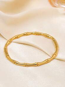 3条/1条 18K镀金不锈钢竹节结手链，女士，适合日常佩戴、派对、活动和送礼 - 金色 - 查看 11