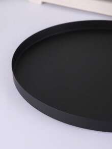 1 Stück schwarzes rundes Tablett, schlicht & Aufbewahrung für Zuhause & Blumentopfuntersetzer & Kerzenteller