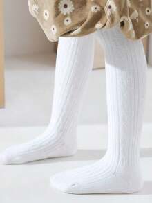 3 đôi tất chân cho bé (màu ngẫu nhiên: đen/trắng/hồng), kiểu dệt cáp, phù hợp cho bé gái, cao đến đầu gối, giữ ấm chân, mềm mại và thoải mái, thích hợp mặc hàng ngày và mùa thu/đông, quà Giáng sinh/quà nhét vào tất. - Nhiều màu - Xem 2