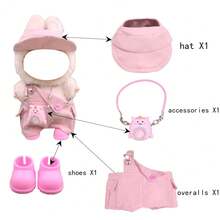 4 قطع طقم ملابس دمية بطول 17 سم = 1 قبعة + 1 بنطلون بيب + 1 إكسسوار + 1 زوج من الأحذية، صندوق أعمى مطلي بالماكرون ملابس دمية مناسبة للدمى من الجيل الأول والثاني والثالث، لعبة حفلة المراهقين، هدية عيد ميلاد (الدمية غير مشمولة)