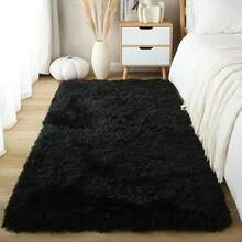 豪华人造毛皮加厚床边长地毯 - 柔软、厚实、耐用，底部防滑，适用于卧室和客厅装饰、客厅地毯