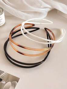 Bộ 3/1 chiếc Băng đô nhựa nhẹ, chống trượt, có răng cưa, màu đen, trắng, vân đồi mồi dành cho nữ, thời trang, đa năng, cao cấp, thanh lịch, đơn giản, tối giản, phù hợp cho sinh hoạt hàng ngày, ngoài trời, bãi biển, tiệc tùng, đi làm, kỳ nghỉ, tạo kiểu tóc, rửa mặt, trang điểm, phụ kiện trang phục, băng đô cho nữ, quà tặng phụ kiện làm đẹp tại nhà, phụ kiện tóc. - Nhiều màu - Xem 3