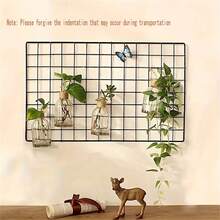 网格照片墙，用于照片展示的金属丝墙网格，相框拼贴板，金属丝网墙板房间装饰，DIY铁艺相框拼贴，可折叠多张照片整理器。（夹子颜色随机） - 彩色 - 查看 8