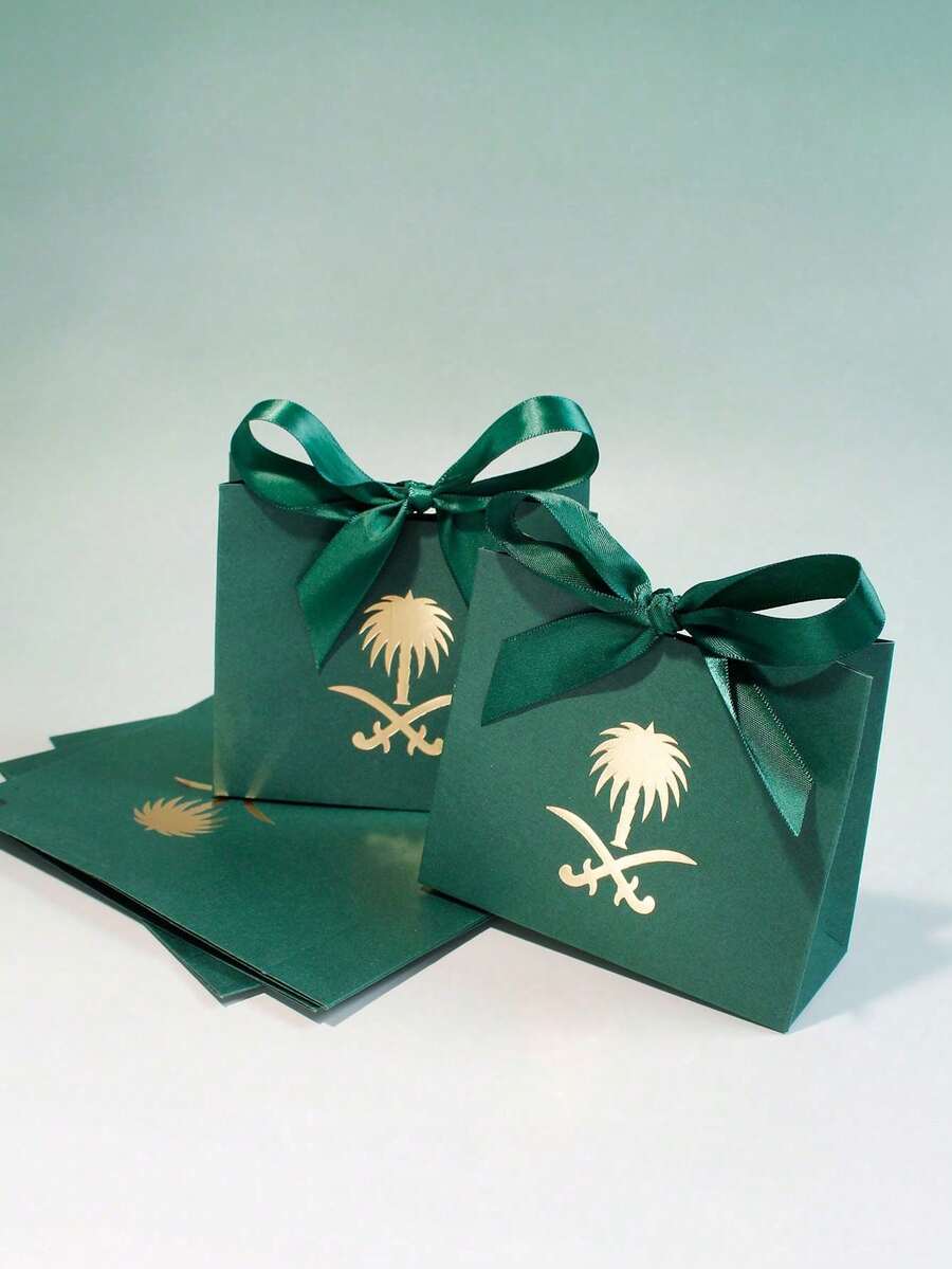 10 قطعة/20 قطعة صناديق هدايا صغيرة للفخر السعودي مزينة بالشعار الوطني وأشرطة اللون، مثالية لاحتفالات اليوم الوطني والفعاليات الشركية والاحتفالات الثقافية