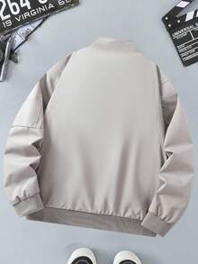 WASSUP OTHER Men's Jacket, Baseball Collar Jacket For Spring And Autumn, Fashion Patchwork Design Casual Outdoor Street Jacket - Grey - View 3