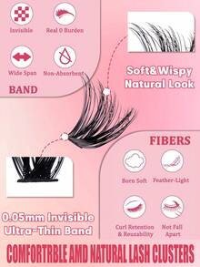 MEM 240片/套 单根假睫毛，浓密型，30D/40D/60D/80D D型卷翘，8-16毫米，DIY假睫毛，自然妆效，浓密纤长，超柔软轻盈，可重复使用，单根假睫毛，睫毛嫁接套装，适合旅行、日常佩戴（新手友好）、婚礼、约会、派对、节日，也是圣诞节/万圣节/送礼佳品。 - 黑色 - 查看 5