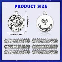 12pcs/Pack Zodiac Sign Charm For DIY Jewelry Making - Ancient Silver - View 4