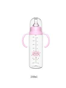 1 件带手柄婴儿奶瓶，防溢、防呛、防碎 PP 奶瓶，时尚动物图案设计（粉色和蓝色） - 彩色 - 查看 15