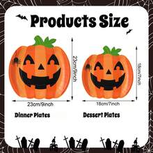 10/30 Stücke Halloween Kürbis Pappteller, süßes Grimassen-Gesicht, schwarze und orange Kürbisform, Einweg-Teller 7 Zoll 9 Zoll, Halloween Geschirr für Geburtstag, Feiertage, Party Dekoration und Zubehör