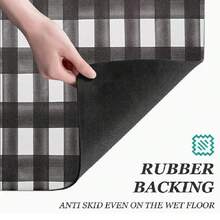 Modern Plaid Pattern Doormat, Rug, Traditional Long Carpet, Suitable For Hallway, Kitchen, Bedroom, Living Room, Entrance, Balcony, Home Decor, Stain Resistant, Coffee Shop, Bar, Holiday, Party, Bedroom Mat, Bath Mat, Room Decor, Kitchen Decor, Black And White Rug - Black and White - View 5