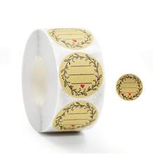 每卷 500 张牛皮纸贴纸、圆形花环图案贴纸、罐头标签、食品储存标签、礼品袋密封贴纸 - 彩色 - 查看 9