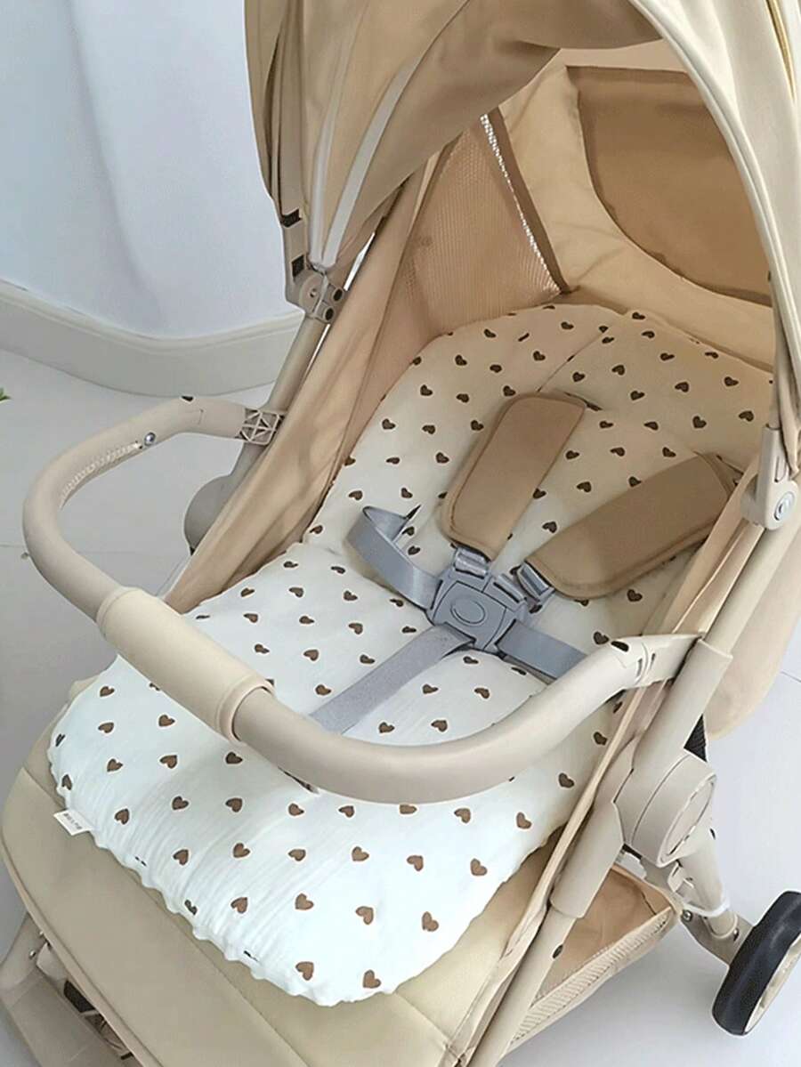 1件婴儿推车垫，柔软毛绒靠垫，防滑棉垫，摇篮床垫，四季通用，双面可用 - 彩色 - 查看 1