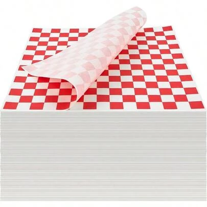 500 Sheets Sandwich Wrapping Paper 12 X 12 Inches Red And White Checkered Deli Paper Liners For Plastic Food Basket Hamburger Hot Dog Wrappers BBQ Picnic