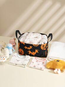 1pc Open Storage Basket With Handle, Multi-Purpose Storage Bin For Daily Clutter Organization, Halloween Gift, Home Decor, Clothes, Socks, Room Storage Box, Storage Bag