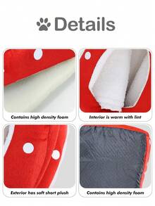 1pc Strawberry Pattern Hamster Bed, Rabbit Hideaway, Warm & Cozy Small Pet Nest, Washable, Suitable For Small Pets, Ferrets, And Rabbits - Red - View 6