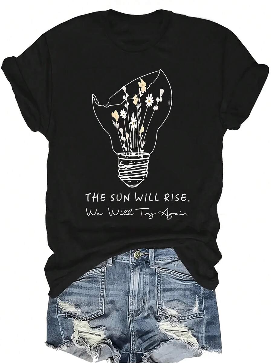 Camiseta de verano unisex casual, transpirable y de personalidad con cuello redondo y manga corta, adecuada para adolescentes y adultos - Negro - Ver 1