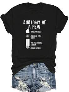 Camiseta unisex de verano casual y transpirable con diseño divertido de "Anatomía de un banco de la iglesia" como arma, de cuello redondo y manga corta, adecuada para adolescentes y adultos - Negro - Ver 1